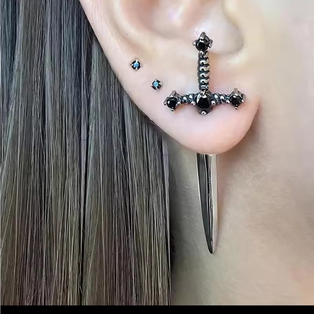 Elegant Black Cross Earrings